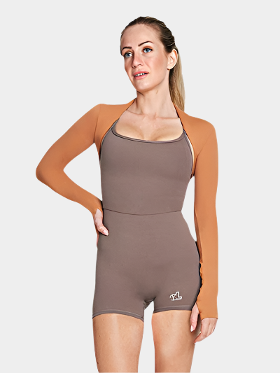 LUPITU CROPPED WOMEN'S SPORTS CARDIGAN CARAMEL