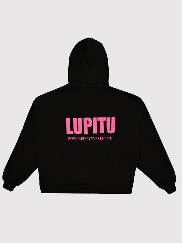 ESSENTIALS POWERED LUPITU BLACK PINK HOODIE