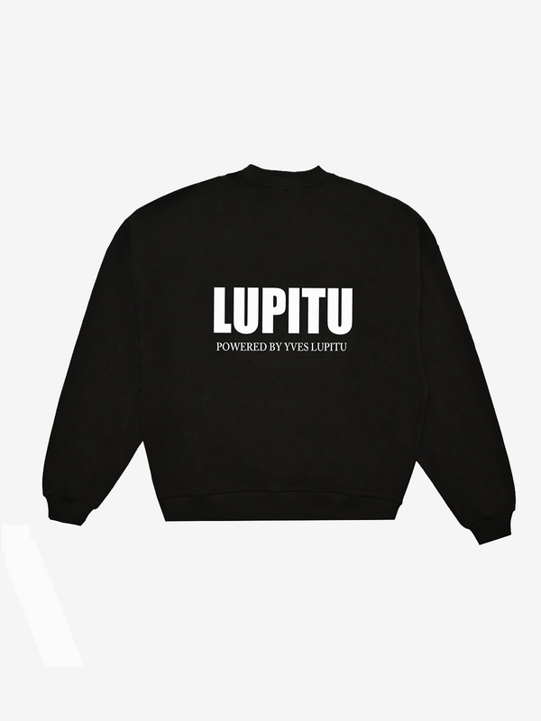 ESSENTIALS POWERED LUPITU BLACK WHITE SWEATSHIRT