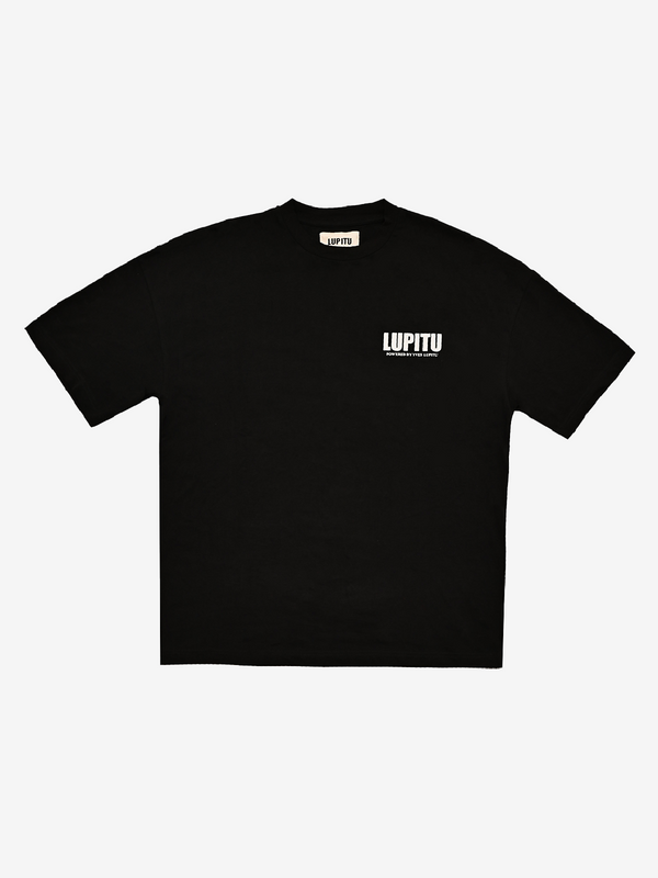ESSENTIALS POWERED LUPITU BLACK WHITE TEE