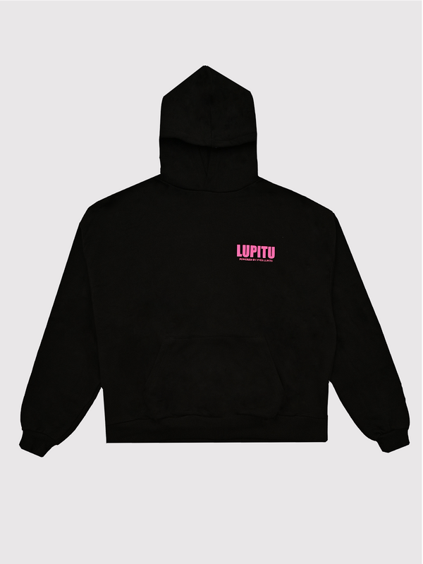 ESSENTIALS POWERED LUPITU BLACK PINK HOODIE