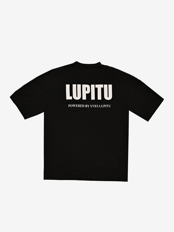 ESSENTIALS POWERED LUPITU BLACK WHITE TEE