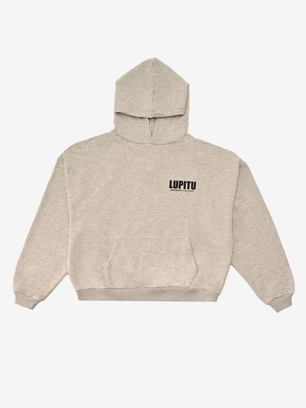 ESSENTIALS POWERED LUPITU GREY HOODIE