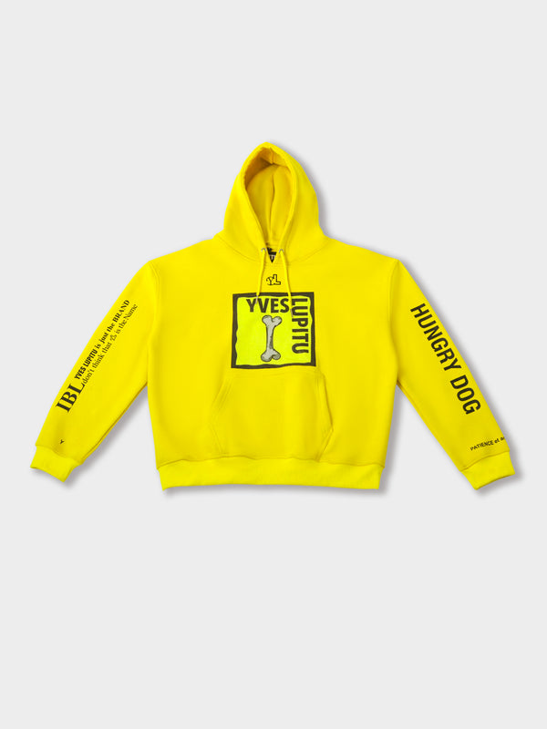 LUPITU MEN'S YELLOW HUNGRY DOG HOODIE